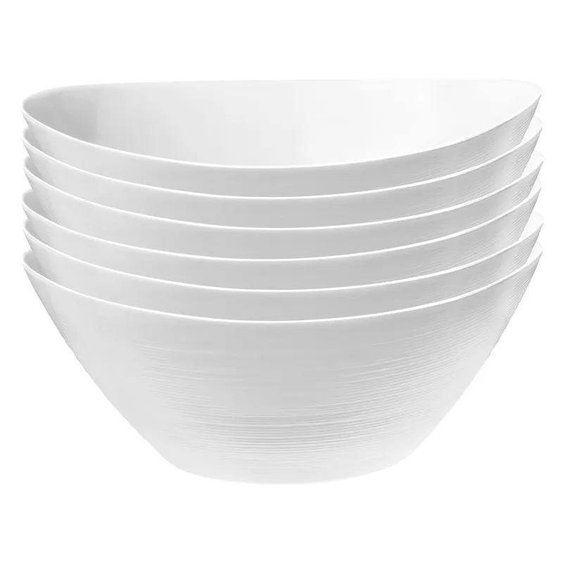 Bormioli Rocco White 25cm Prometeo Oval Glass Salad Bowls - Pack of 6