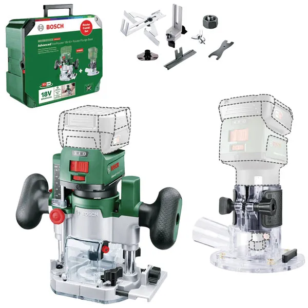Bosch Cordless 18v Router + Plunge Base AdvancedTrimRouter Combi Case 6 + 8mm