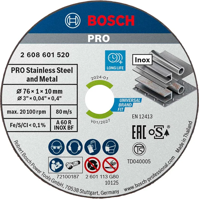 Bosch 2608601520 Expert Inox Cutting Disc 76mm x 10mm x 1mm Safe &...