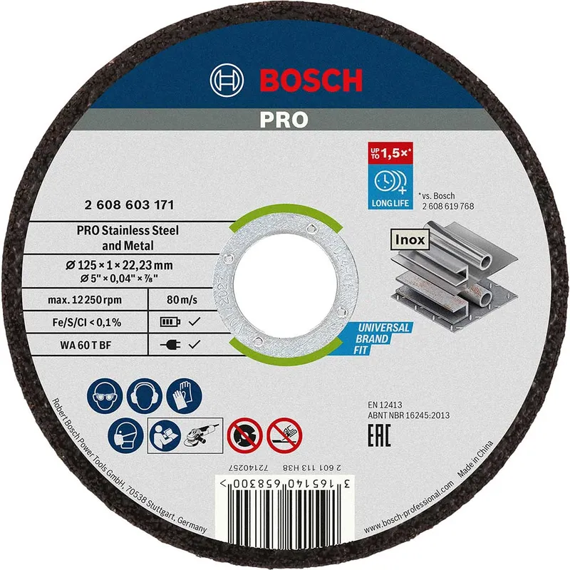 Bosch Professional Bosch Pro Rapido Thin Inox Stainless Steel Cutting Disc 125mm Pack of 10