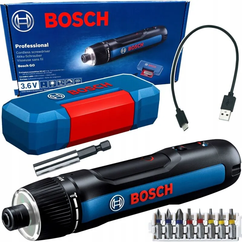 Bosch Professional Bosch GO Cordless Screwdriver and 8 Piece Screwdriver Bit Set