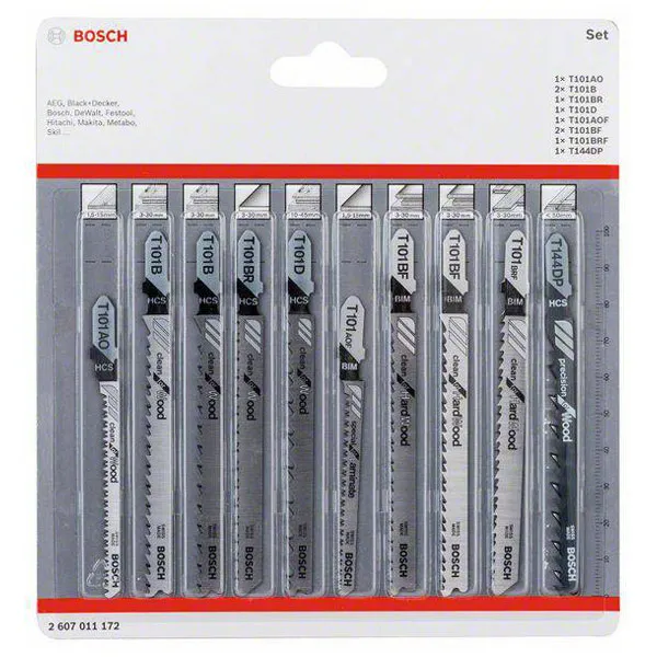 Bosch Professional Bosch 10 Piece Wood Cutting Jigsaw Blade Set