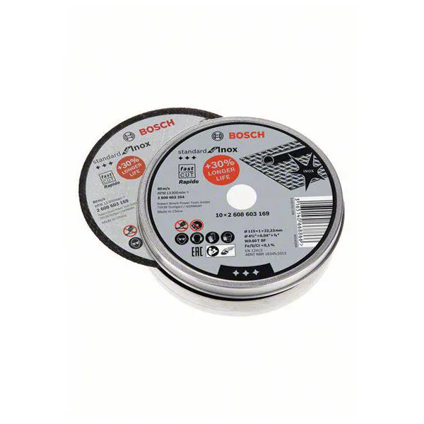 Bosch Professional Bosch Pro Rapido Thin Inox Stainless Steel Cutting Disc 115mm Pack of 10