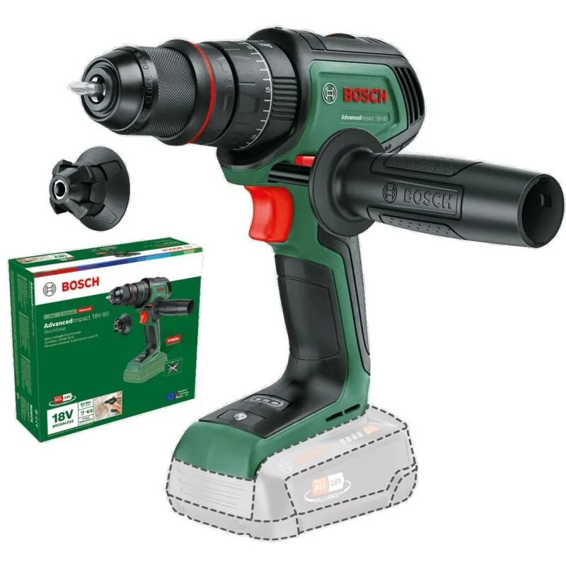 Bosch Cordless 18v Brushless Combi Drill AdvancedImpact 18V-80 QuickSnap - Bare