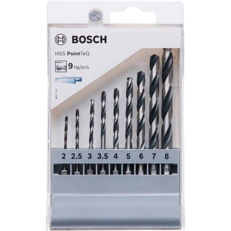Bosch Drill bits set 9-piece Hss PointTeQ Hex Drill Bit set 2 - 8 mm 2607002826