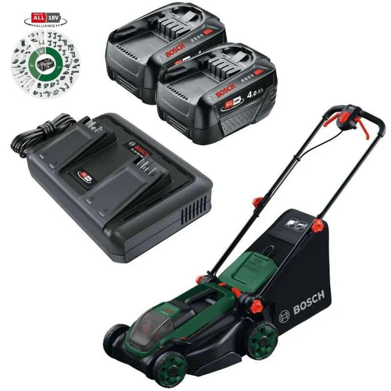 Bosch Rotak 18V2-38 Twin 18v 36v Cordless Lawnmower Mower 32cm 2 x 4.0Ah Battery