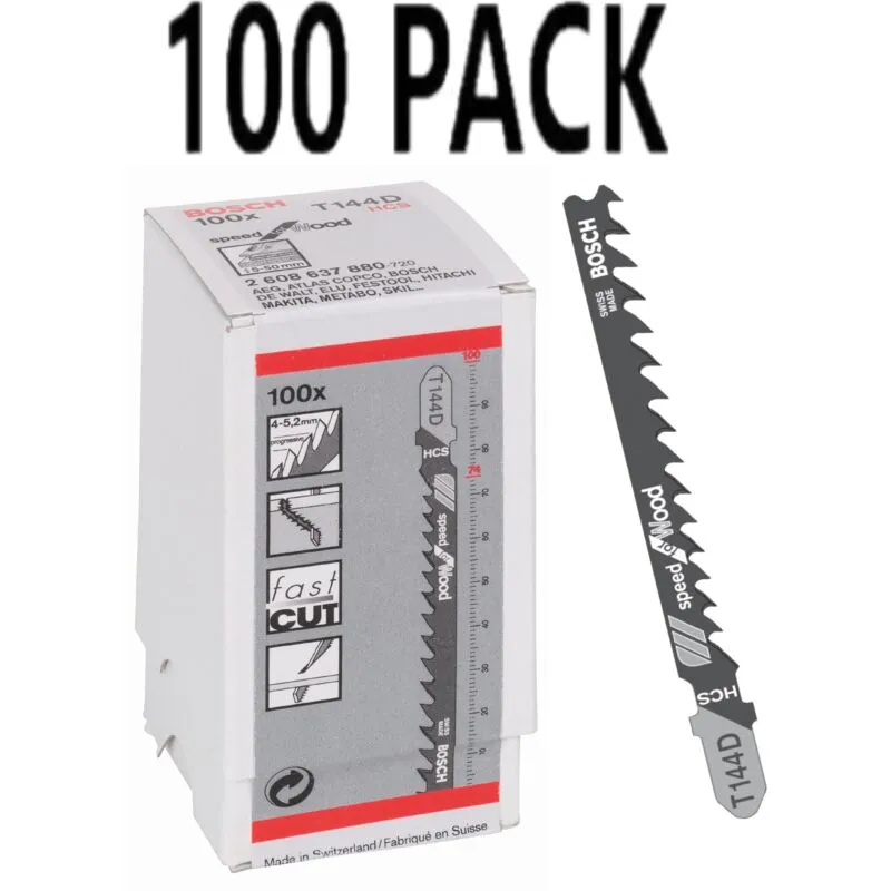 Bosch - T144D (100 pack) (pkt of 100) Speed for wood 100mm