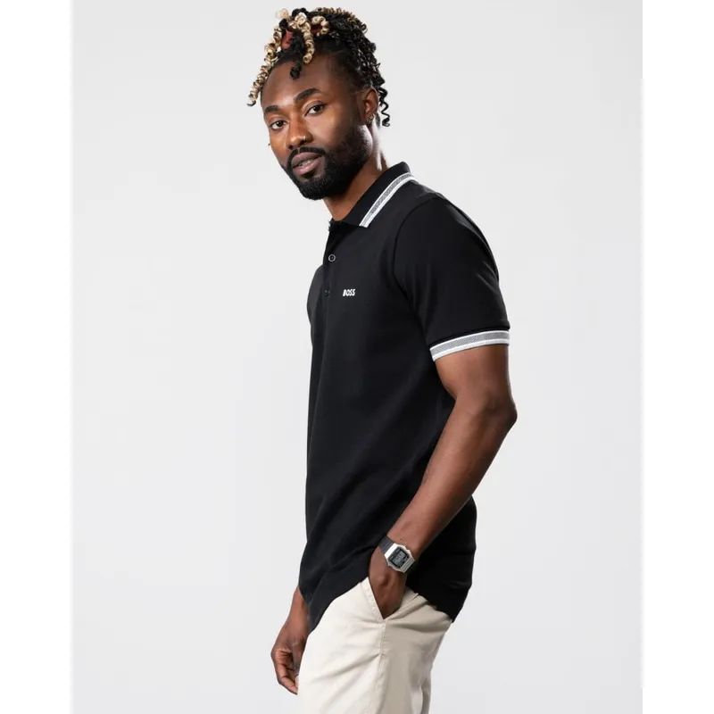 Boss Green Paddy Curved Mens Polo - Black - Size Large
