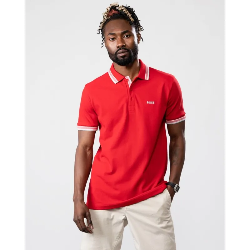 Boss Green Paddy Curved Mens Polo - Red - Size 2xl
