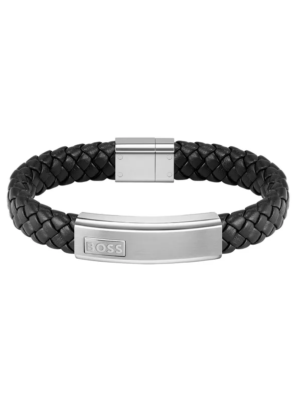 Boss Lander Black Leather Bracelet