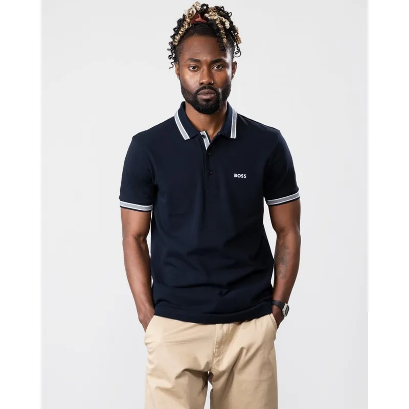 Boss Mens Paddy Curved Polo - Green, Size: Large Cotton - Size Large