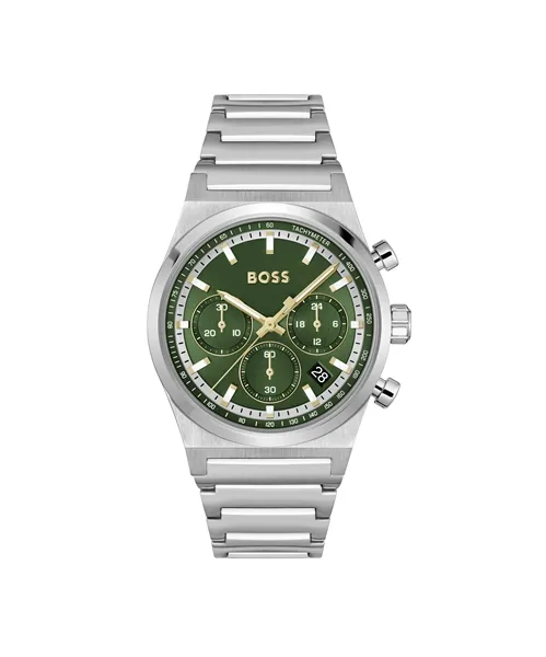 Boss Silver Dark Green Candor Chronograph Watch