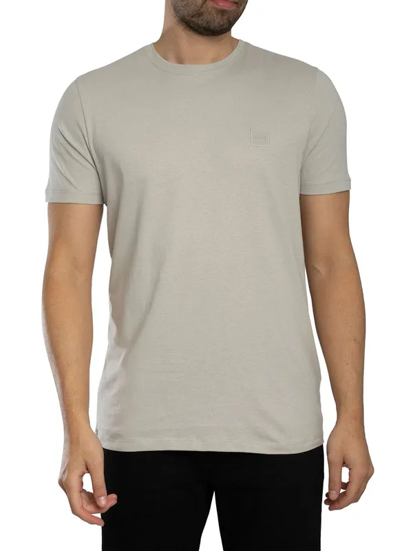 Boss Tales Chest Logo T-Shirt - Grey - Male - Size: L