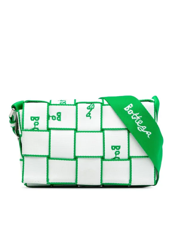 Bottega Veneta Women's Preloved Maxi Intrecciato Canvas Webbing Cassette Bag in White - White