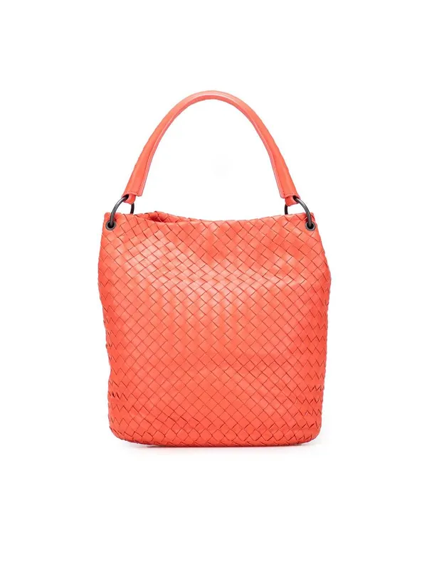 Bottega Veneta Women's Preloved Nappa Intrecciato Bucket Bag in Orange - Orange