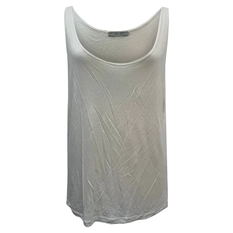 Bottega Veneta Women's Preloved Tank Top in White Cotton in Ecru Size: 48 - Ecru - Size: 48