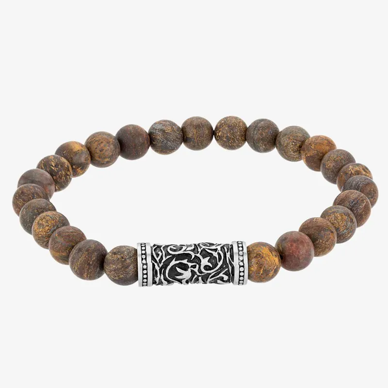 Bourne and Wilde Men's Brown Bronzite Bead Bracelet UR12-11 Size: 21 cm Brown 21 cm