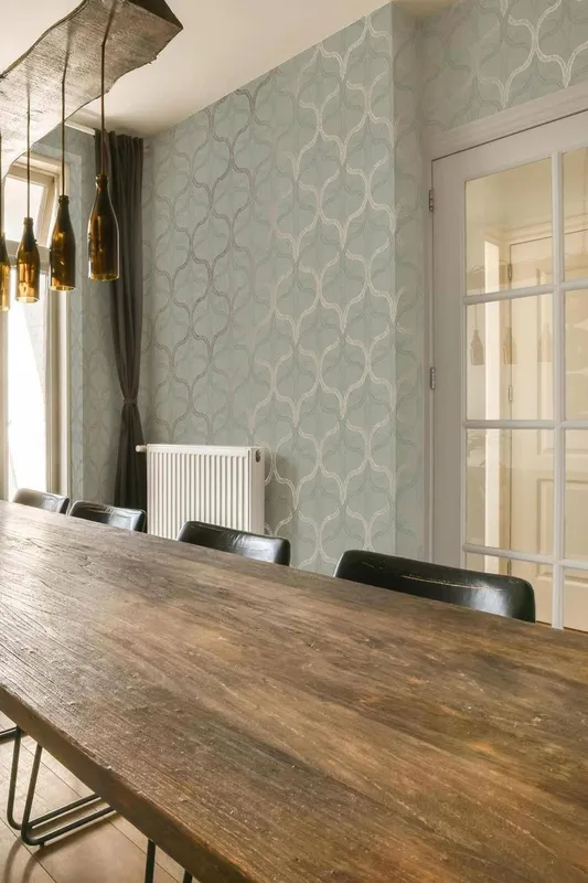 Boutique Refine Geometric Wallpaper in Light Green Size: 10000mm x 520mm Light Green 10000mm x 520mm