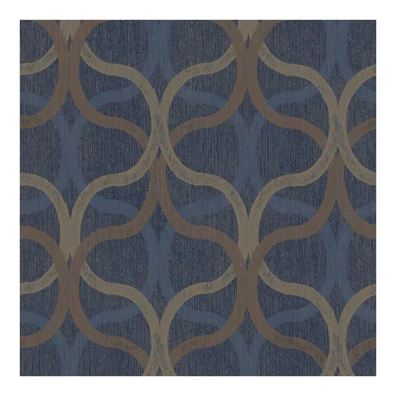 Boutique Unisex Refine Geometric Wallpaper in Navy Size: 10000mm_x_520mm Navy 10000mm_x_520mm female