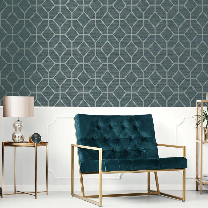 Boutique Asscher Onxy Geometric Wallpaper in Beige Size: 10000mm x 520mm - Beige