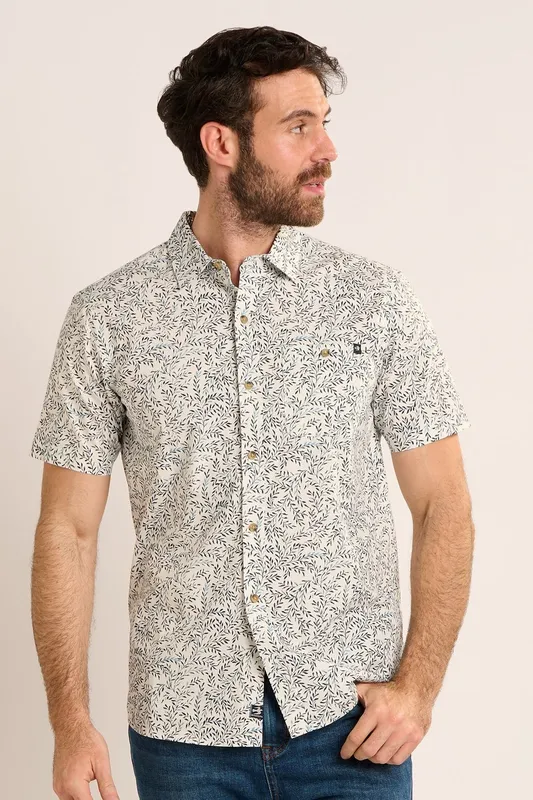Brakeburn Men's Mappleton Shirt in Cream Size: Large Cream