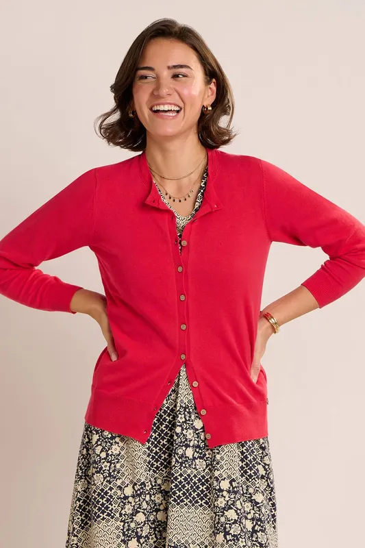 Brakeburn Women's Winterberry Classic Cardigan Sweater in Red Size: 16 - Red