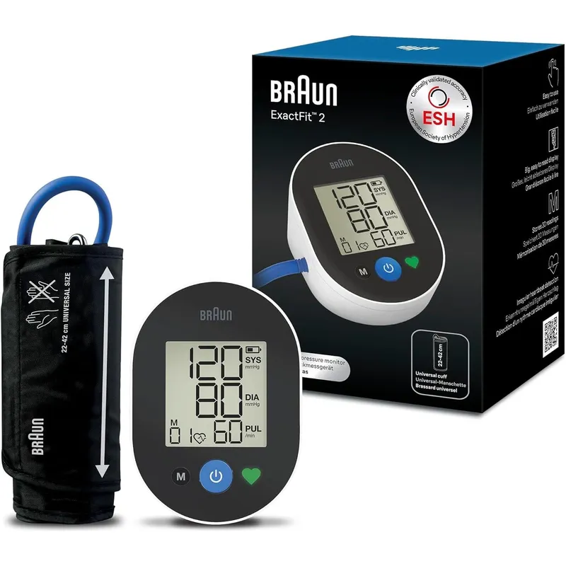 Braun ExactFit™ 2 Upper Arm Blood Pressure Monitor – Clinically Validated, Colour-Coded, Universal Cuff, BUA4050, New