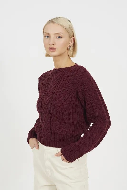 Brave Soul Crew Neck Womens Cable Knit Jumper - - Size: S