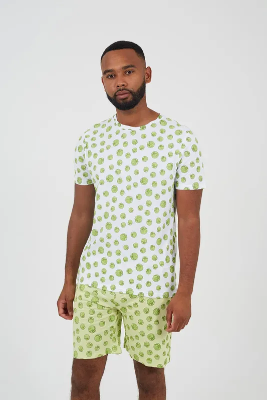 Brave Soul Festive Sprout Print Mens Pyjama Set