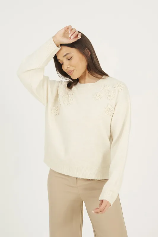 Brave Soul Floral Embroidery Womens Jumper - - Size: XS
