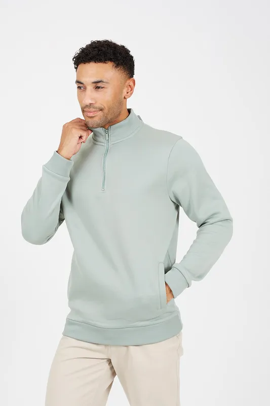 Brave Soul Funnel Neck Mens 1/4 Zip Sweatshirt