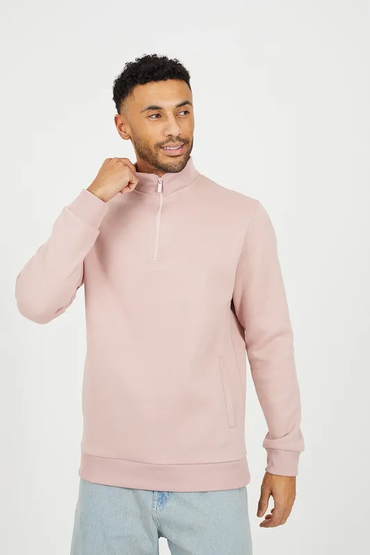 Brave Soul Funnel Neck Mens 1/4 Zip Sweatshirt