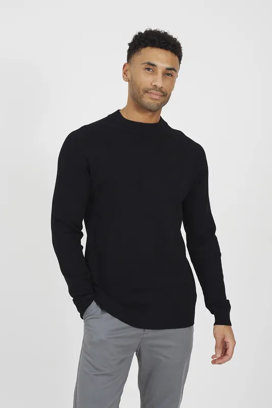 Brave Soul Long Sleeve Mens Ribbed Raglan Jumper