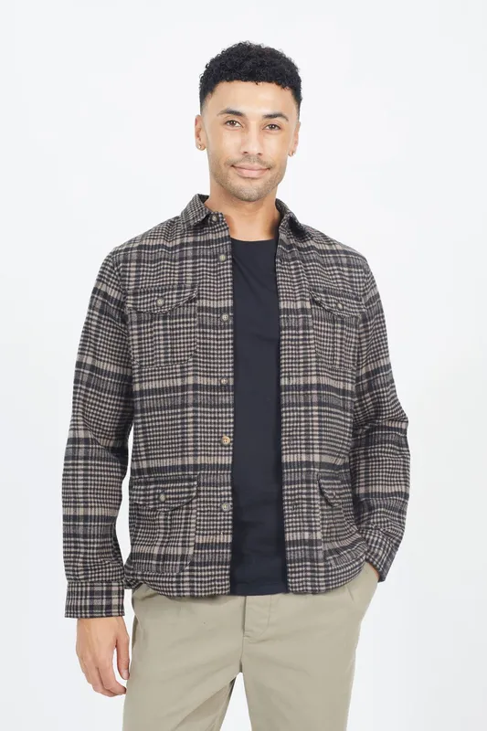 Brave Soul Men's Cotton Blend Long Sleeve Check Shirt in Black Size: XL Black XL