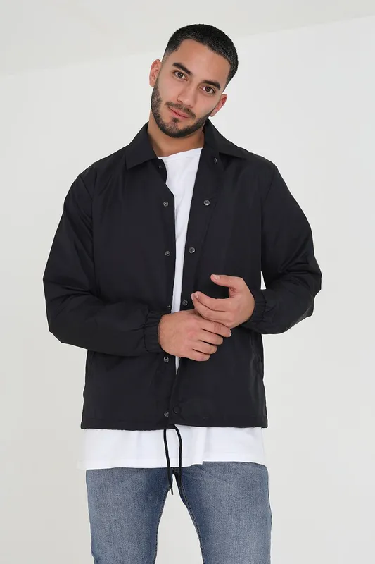 Brave Soul Men's Lightweight Coach Style Jacket in Black Size: Small Black S