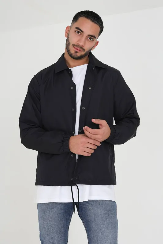 Brave Soul Men's Lightweight Coach Style Jacket in Black Size: XL Black XL