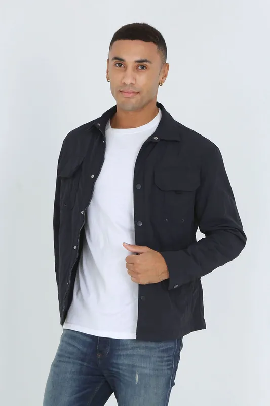 Brave Soul Men's Lightweight Shacket in Navy Size: Small Navy S