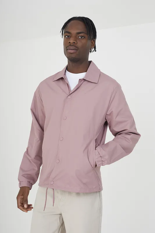 Brave Soul Mens Pink 'Bond' Lightweight Coach Style Jacket - Size Large