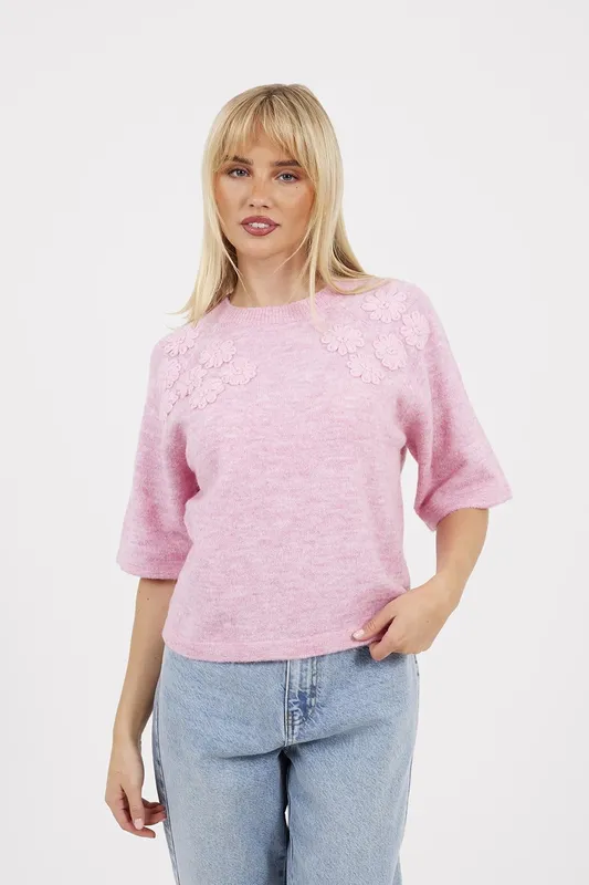 Brave Soul Short Sleeve Womens Floral Embroidery Jumper - - Size: S