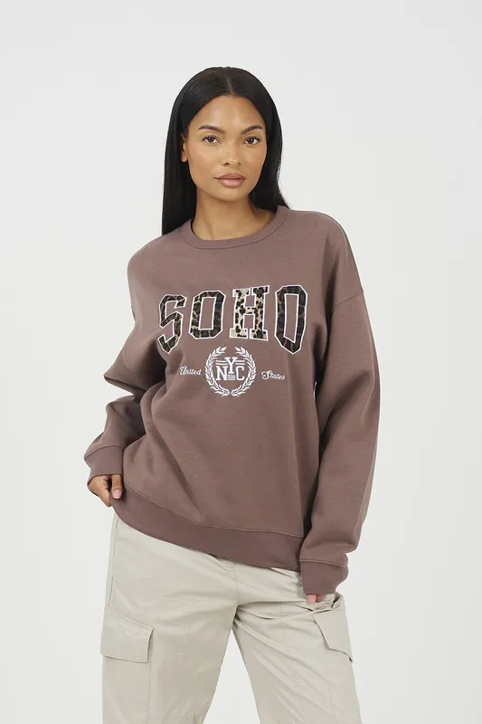 Brave Soul Slogan Crew Neck Womens Sweatshirt - - Size: XL