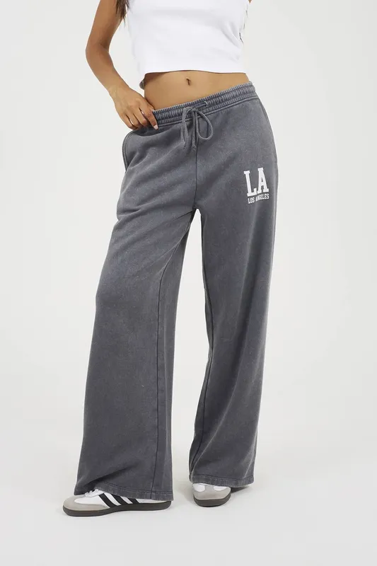 Brave Soul Acid Wash Womens Wide Leg Joggers - - Size: L