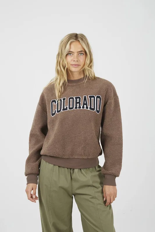 Brave Soul Women's Borg Sweatshirt in Taupe Size: XL - Taupe