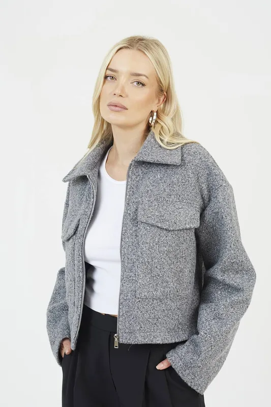 Brave Soul Boucle Womens Faux Wool Jacket - - Size: 16