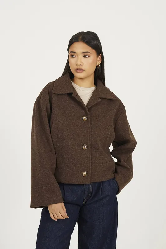 Brave Soul Short Collared Womens Jacket - - Size: 16