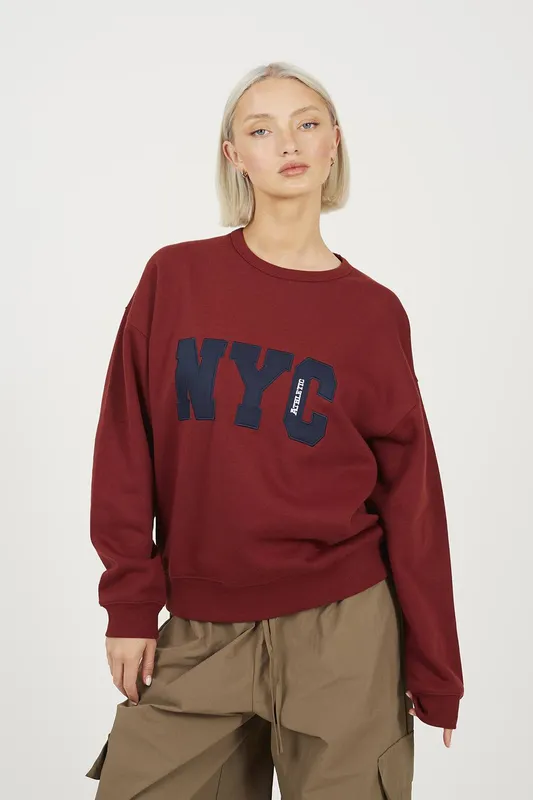 Brave Soul Slogan Crew Neck Womens Sweatshirt - - Size: S