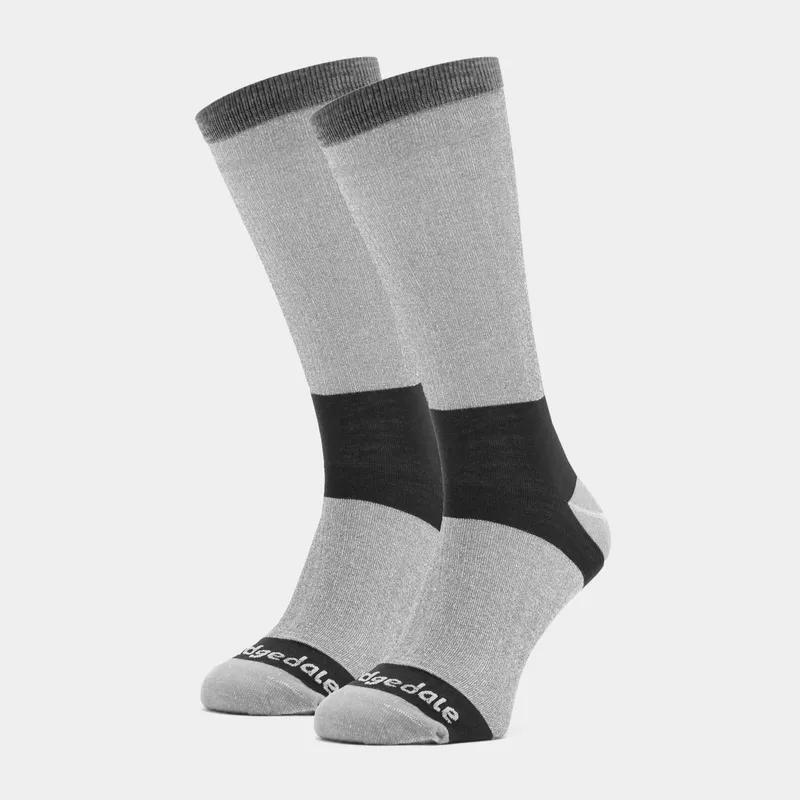 Bridgedale Men's Base Layer Coolmax Liner Boot Socks (2 Pair) Grey