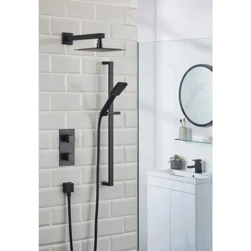 Cobalt Recessed Dual Concealed Mixer Shower with Shower Kit and Fixed Head - Black - Bristan