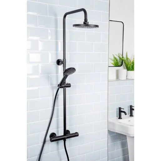 Bristan Buzz Dual Outlet Thermostatic Bar Shower Mixer Shower Black Buz Shxdivctff Blk