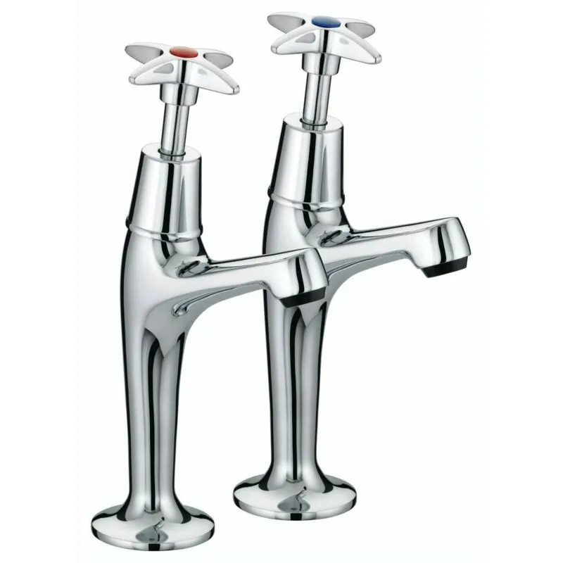 Bristan - Value Crosshead High Neck Kitchen Sink Taps Pair - Chrome