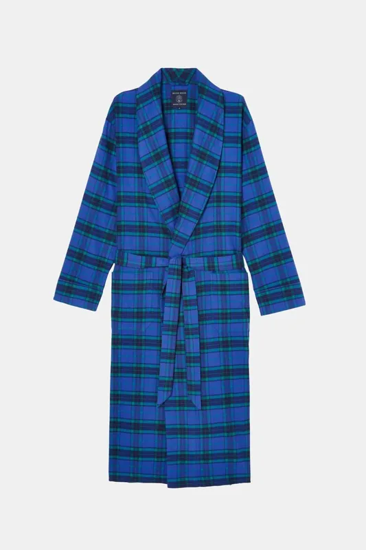 British Boxers Mens 100% Brushed Cotton Tartan Dressing Gown
